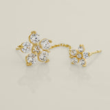 Marquise CZ Double Flowers Chain Link Stud Earring