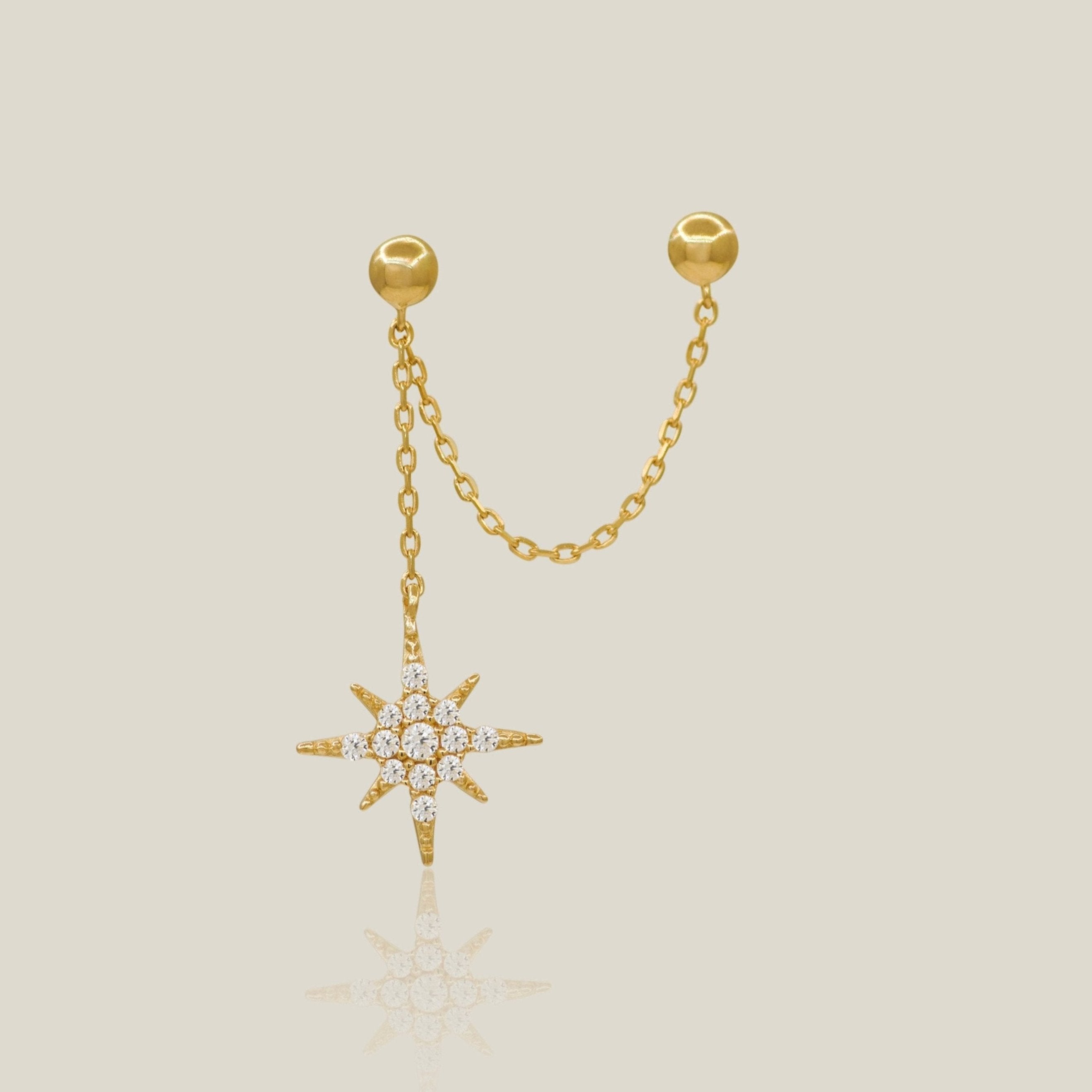 Marquise Star Chain Double Stud Earring - Anygolds