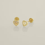 Color Stone Mini Heart Baby Earrings