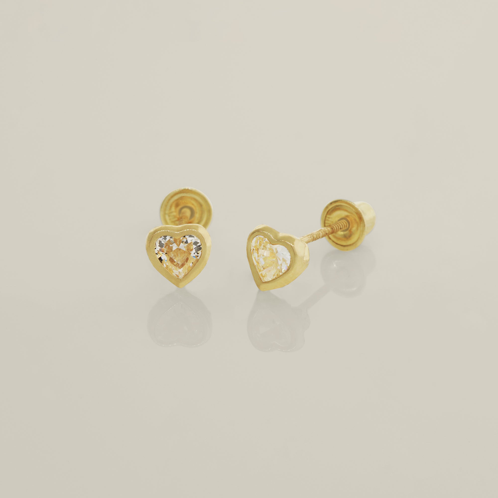 Color Stone Mini Heart Baby Earrings