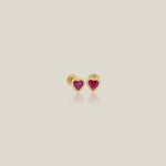 Mini Heart Color Stone Stud Earrings - Anygolds