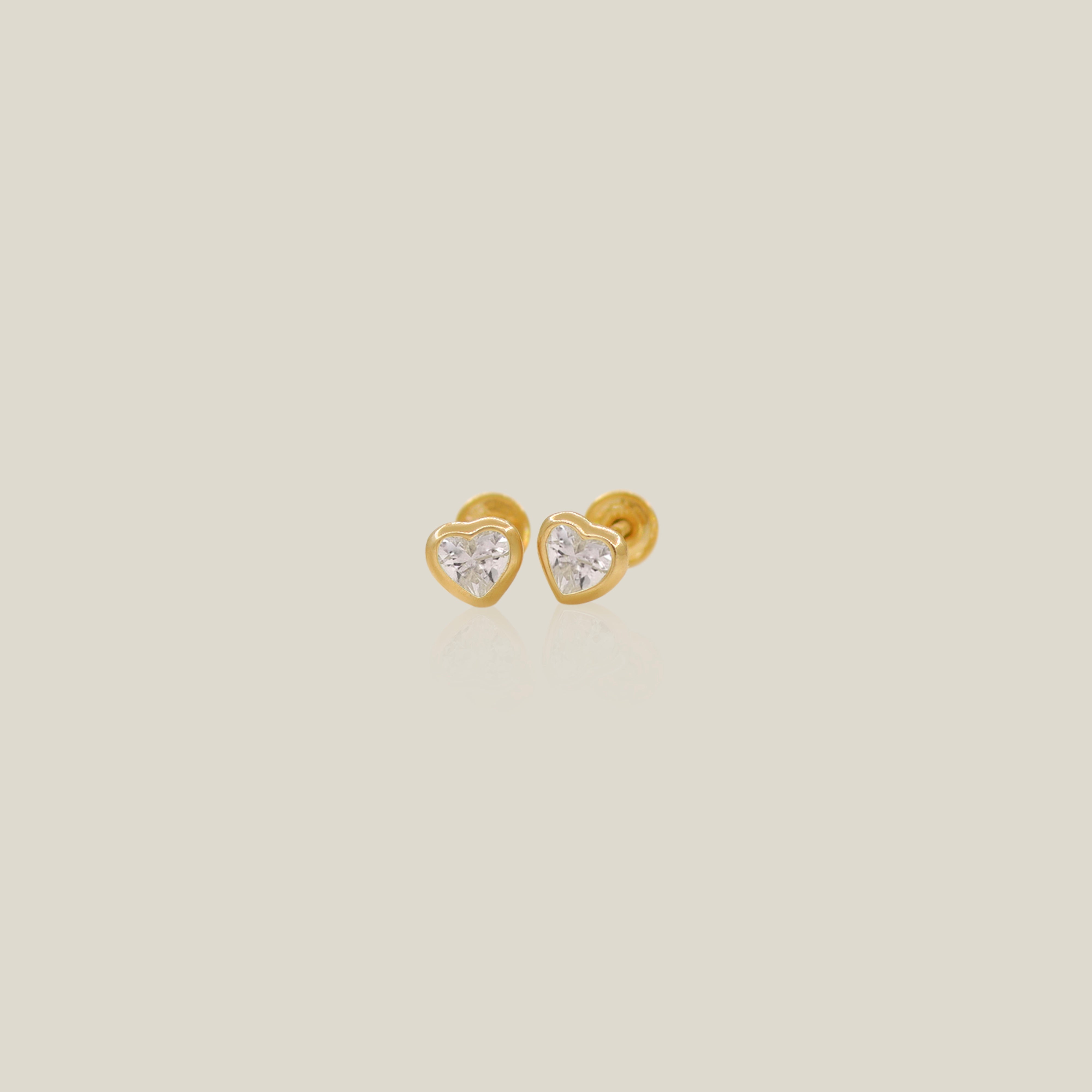 Mini Heart Color Stone Stud Earrings - Anygolds