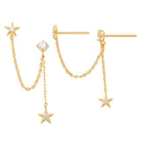 14K Solid Gold Cubic Zirconia Drop Earrings