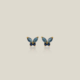 Color Stone Butterfly Mini Stud Earrings - Anygolds