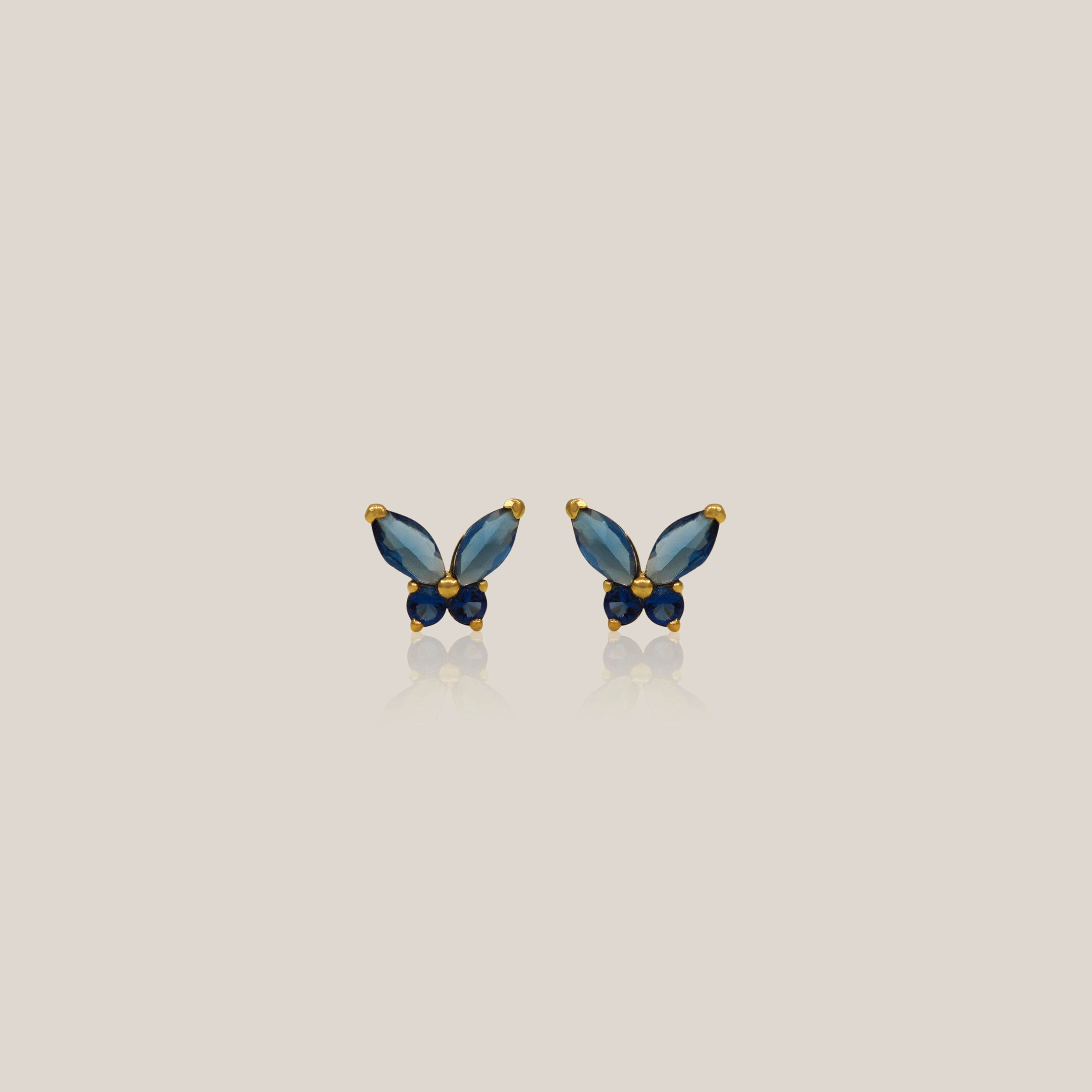 Color Stone Butterfly Mini Stud Earrings - Anygolds