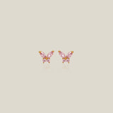 Color Stone Butterfly Mini Stud Earrings - Anygolds