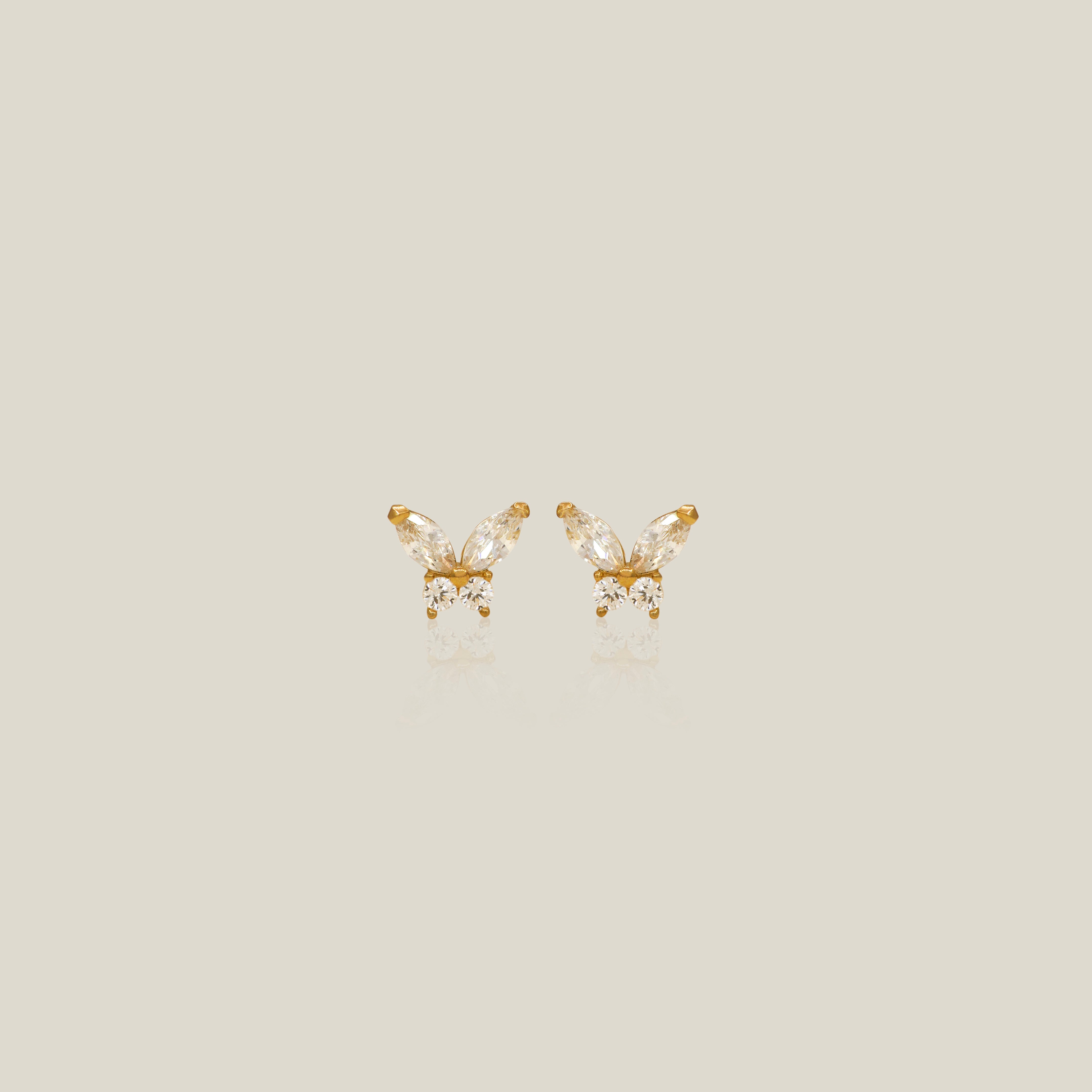 Color Stone Butterfly Mini Stud Earrings - Anygolds