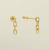 14K Soild Gold Plain Square Rope Link Chains Stud Earrings - Anygolds 