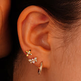 CZ Forsythia Flower Mini Stud Earrings - Anygolds