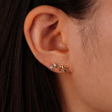 CZ Bow Ribbon Mini Stud Earrings - Anygolds