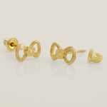 Diamond-Cut Bow Ribbon Mini Stud Earrings - Anygolds