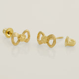 Diamond-Cut Bow Ribbon Mini Stud Earrings - Anygolds