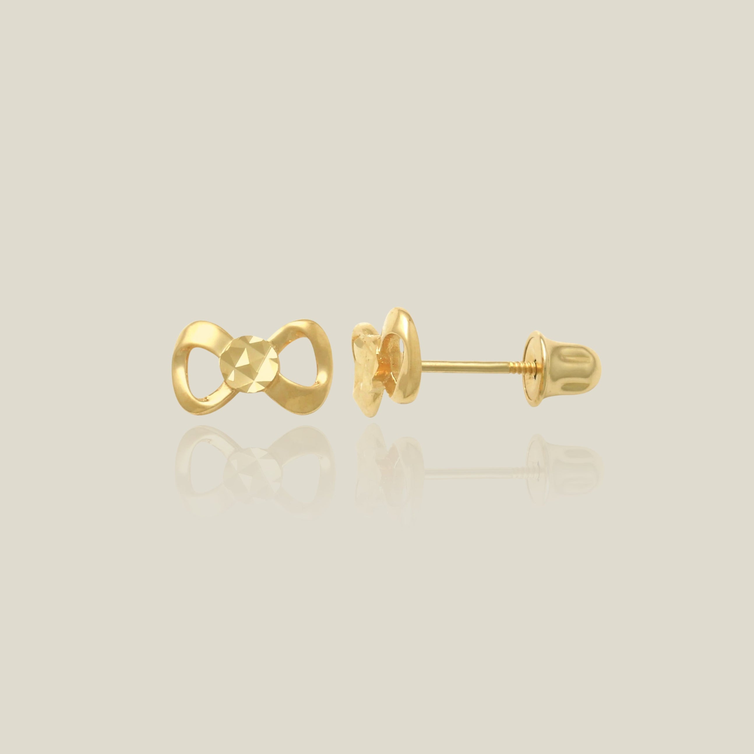 Diamond-Cut Bow Ribbon Stud Earrings - Anygolds