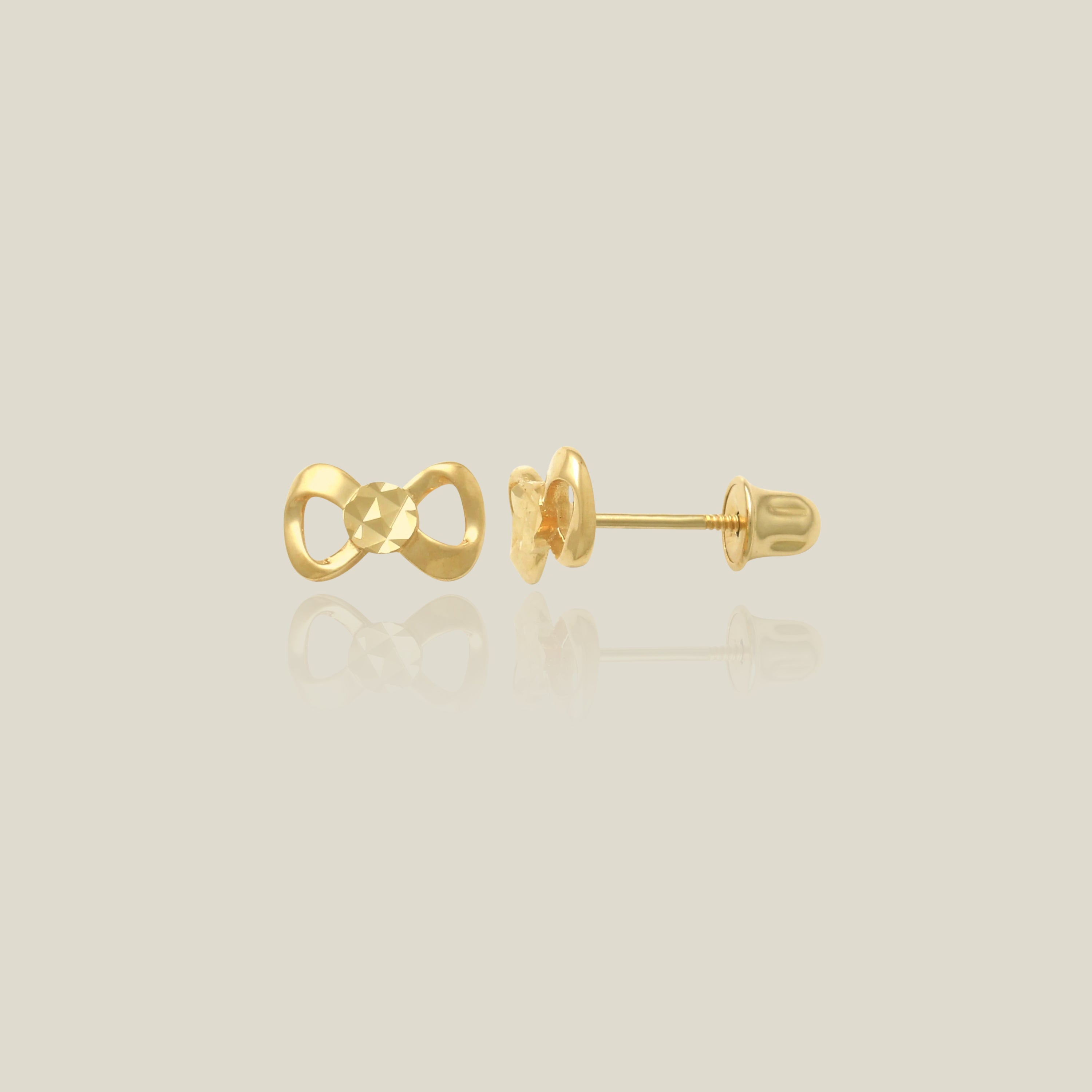 Diamond-Cut Bow Ribbon Stud Earrings - Anygolds