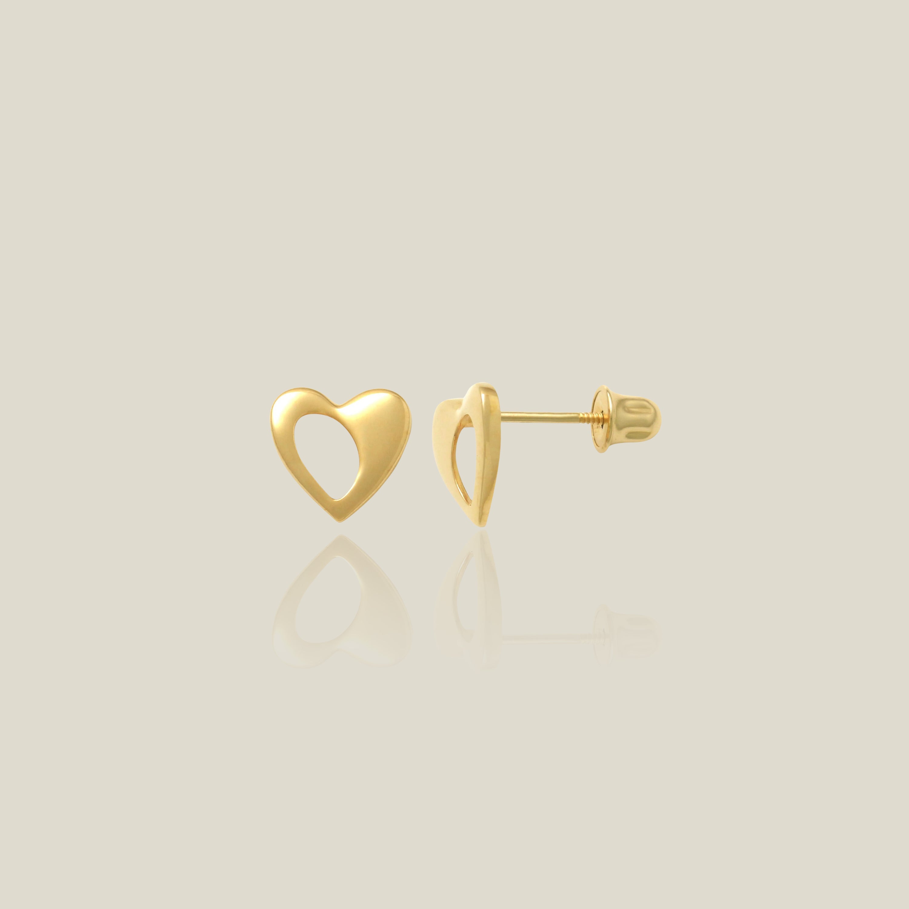 Open Puffed Heart Stud Earrings - Anygolds