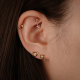 Diamond-Cut Heart Stud Earrings