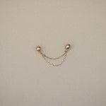 Double Chain Ball Stud Earring - Anygolds