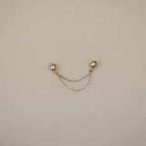 Double Chain Ball Stud Earring - Anygolds