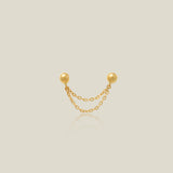 Double Chain Ball Stud Earring