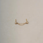 Double Chain Ball Stud Earring - Anygolds