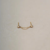 Double Chain Ball Stud Earring - Anygolds