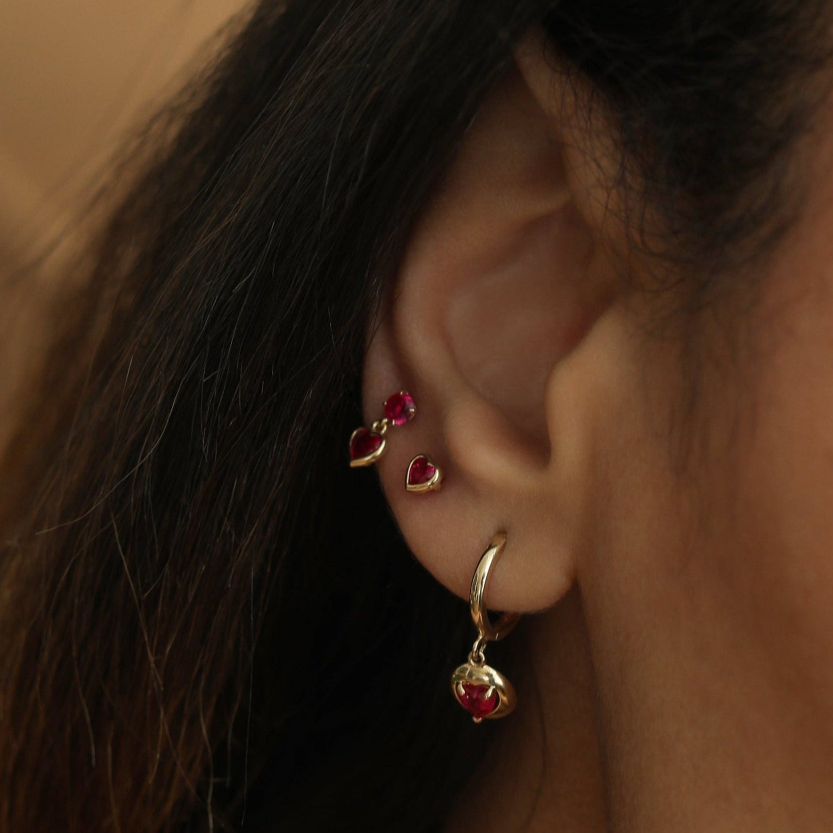 Bezel Heart Stud (Internal | External) - Anygolds