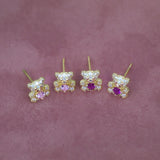Teddy Bear with Heart Stud Earrings - Anygolds