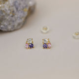 Multi-Cut CZ Cluster Stud Earrings