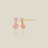 CZ Heart Dangle Stud Earrings