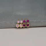 CZ Heart Dangle Stud Earrings