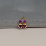 CZ Heart Dangle Stud Earrings