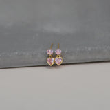 CZ Heart Dangle Stud Earrings