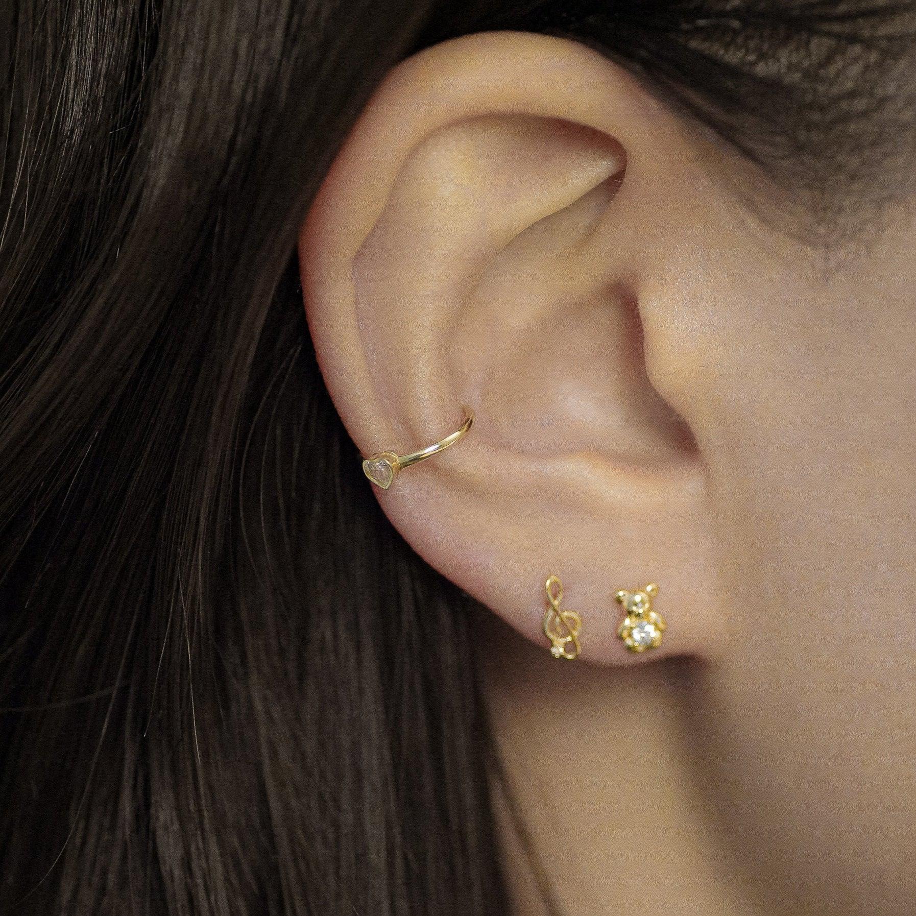Single Heart CZ Ear Cuff - Anygolds