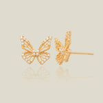 14K Solid Gold Butterfly Stud Earrings – Anygolds