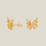 14K Solid Gold Butterfly Stud Earrings – Anygolds