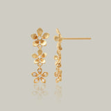 Triple Flower Drop Stud Earrings