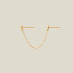 14K Solid Gold LOVE Chain Double Stud Earring – Anygolds