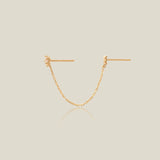 14K Solid Gold LOVE Chain Double Stud Earring – Anygolds