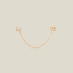 14K Solid Gold LOVE Chain Double Stud Earring – Anygolds