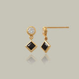 Onyx Black Diamond Drop Stud Earrings