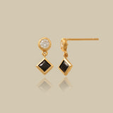 Onyx Black Diamond Drop Stud Earrings