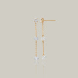 Triple Round Bar Chain Drop Earrings