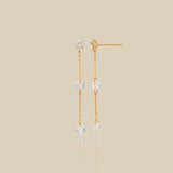 Triple Round Bar Chain Drop Earrings