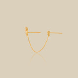 Dainty CZ Chain Double Stud Earring