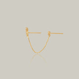Dainty CZ Chain Double Stud Earring