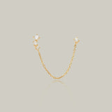 Dainty CZ Chain Double Stud Earring