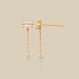 Baguette Chain Drop Stud Earrings