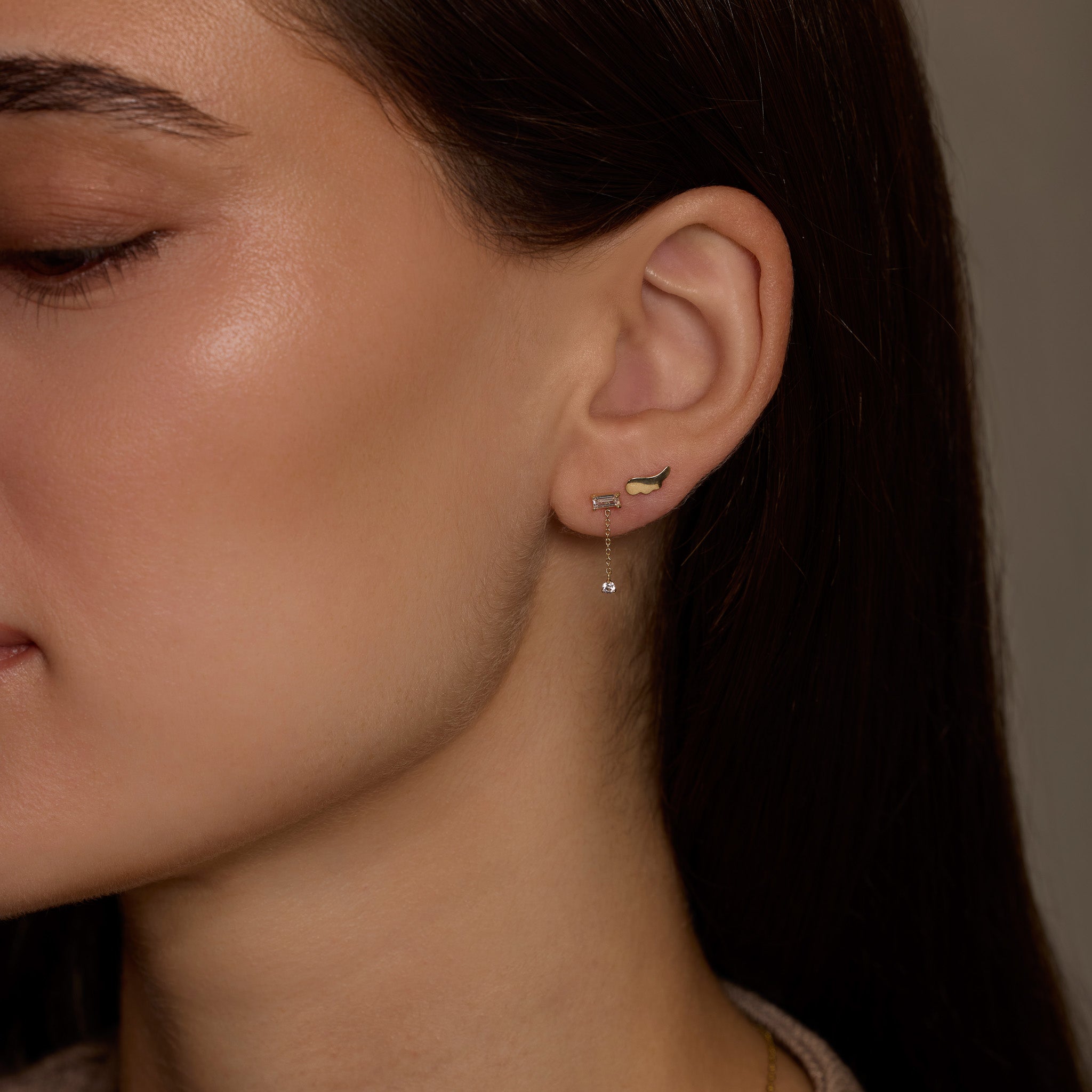 14K Solid Gold Mini Angel Wing Stud Earrings – Anygolds