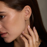 Ornate Drop Chain Double Stud Earring
