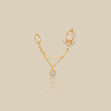 Ornate Drop Chain Double Stud Earring